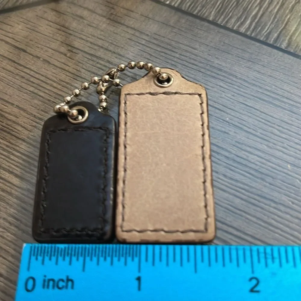 Coach Black and Grayish Tan Leather Keychain Set